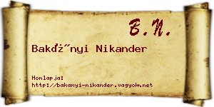 Bakányi Nikander névjegykártya